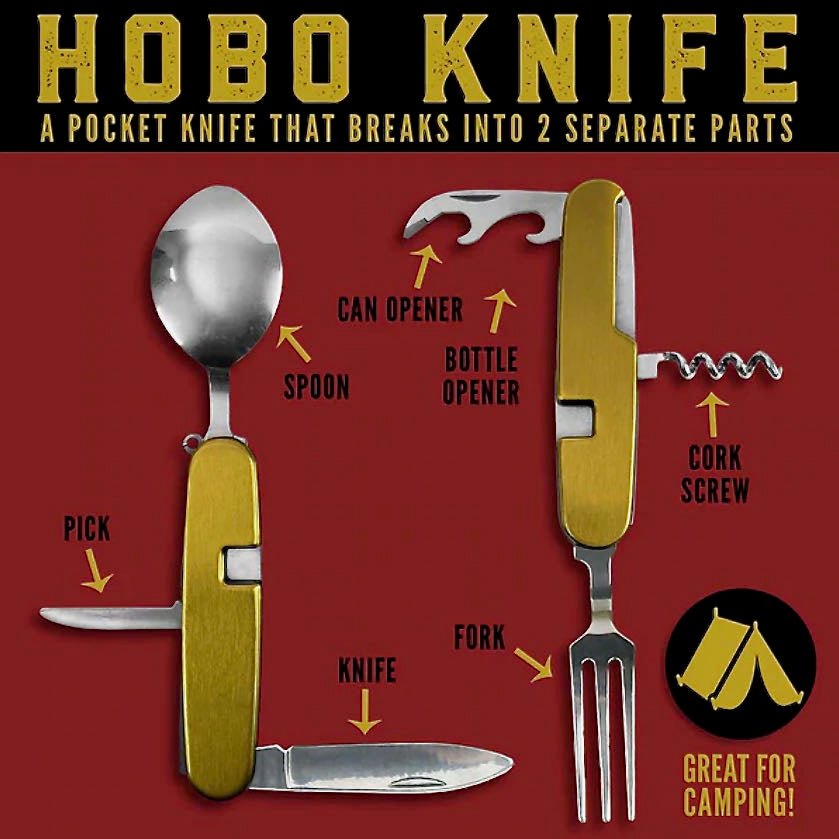 Hobo Camping Multi-Tool Pocket Knife + Cutlery Set - Marmalade Mercantile