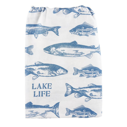 Lake Life Kitchen or Fisherman's Towel with Fish - Marmalade Mercantile