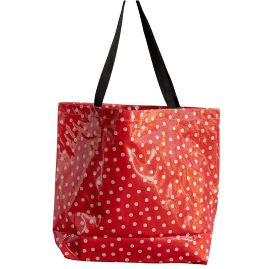 Large Red & White Polka Dots Oilcloth Market Tote - Marmalade Mercantile