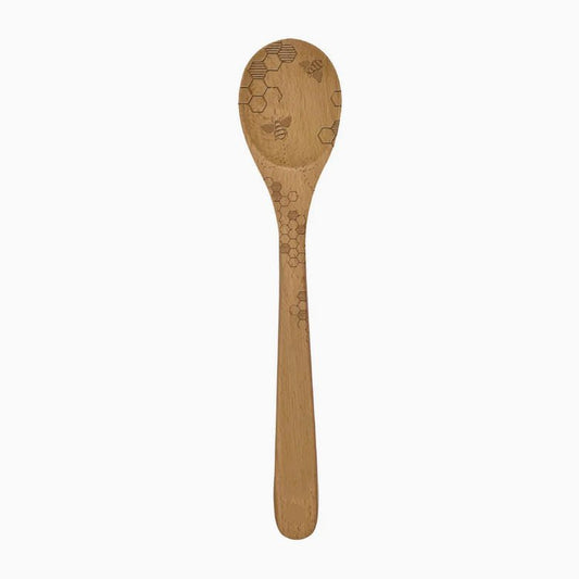 Laser Etched Beechwood Mixing Spoon with Bee & Honeycomb Pattern - Marmalade Mercantile