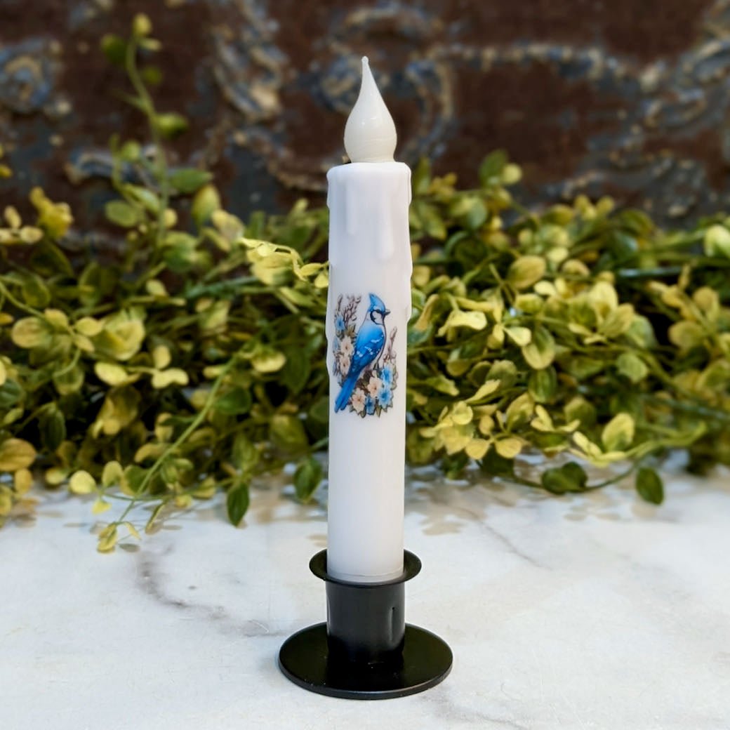 LED Battery Operated Taper Candle Blue Jay - Marmalade Mercantile