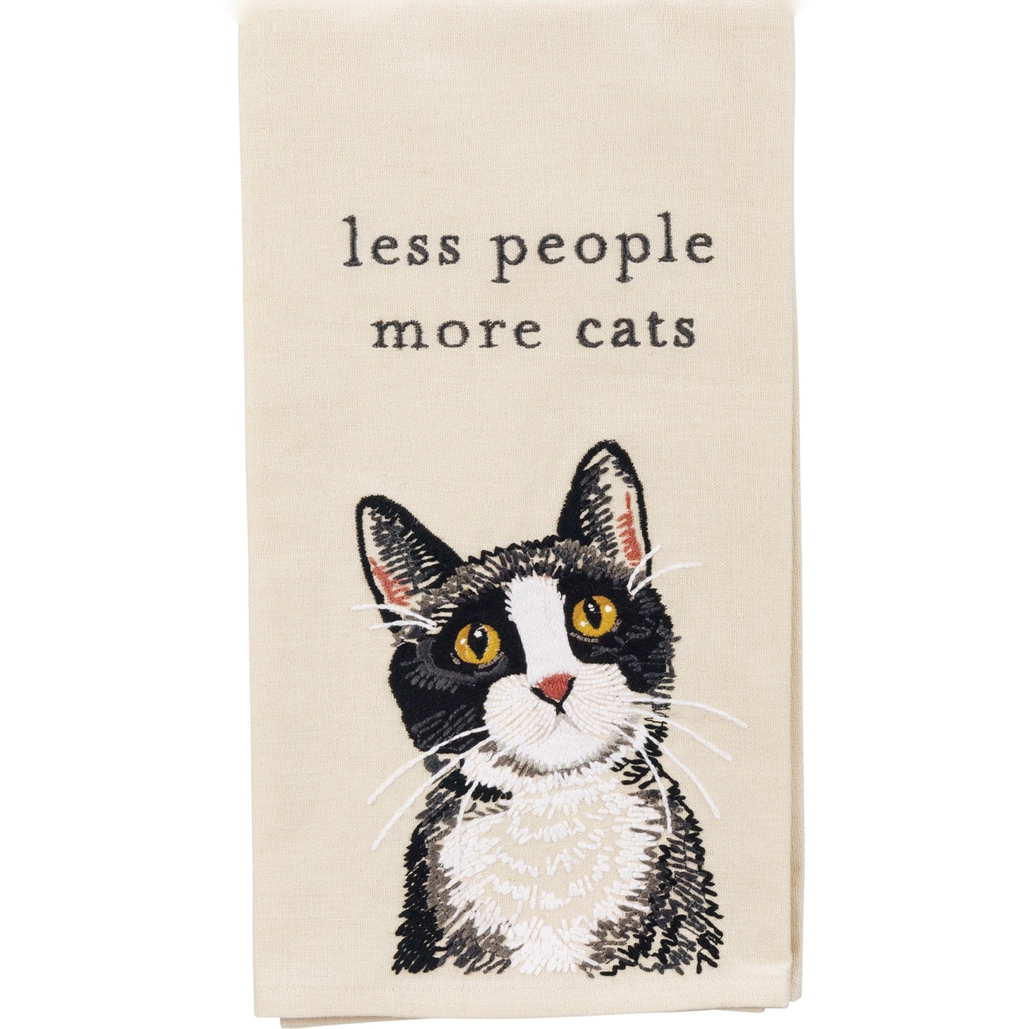 Less People More Cats Embroidered Tea Towel - Marmalade Mercantile