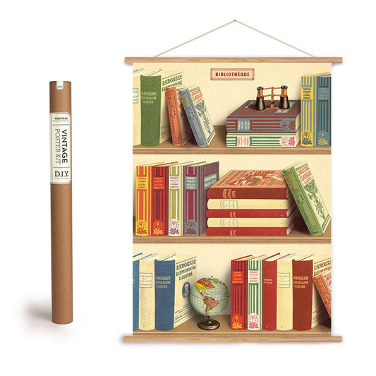 Library Shelves Bibliotheque Art Poster + Hanging Kit - Marmalade Mercantile