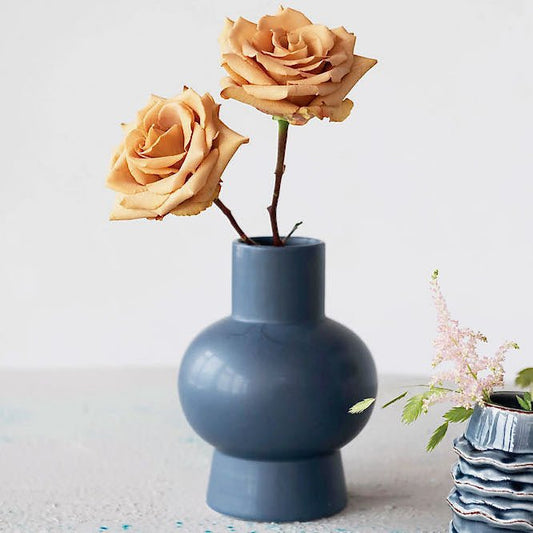 Matte Blue Modern Abstract Stoneware Vase - Marmalade Mercantile