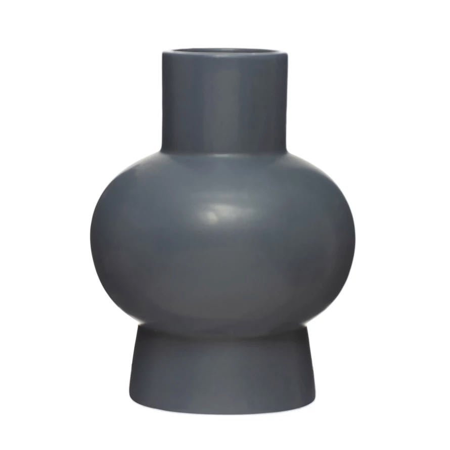 Matte Blue Modern Abstract Stoneware Vase - Marmalade Mercantile