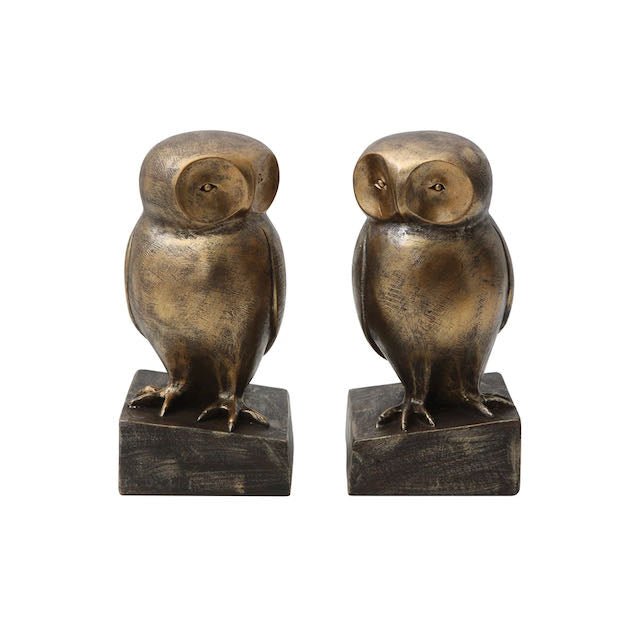 Pair of Cast Resin Owl Bookends - Marmalade Mercantile