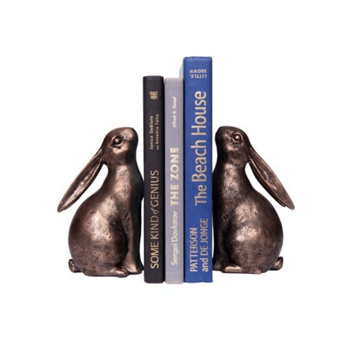 Pair of Springtime Bunny Bookends with Bronze Finish - Marmalade Mercantile
