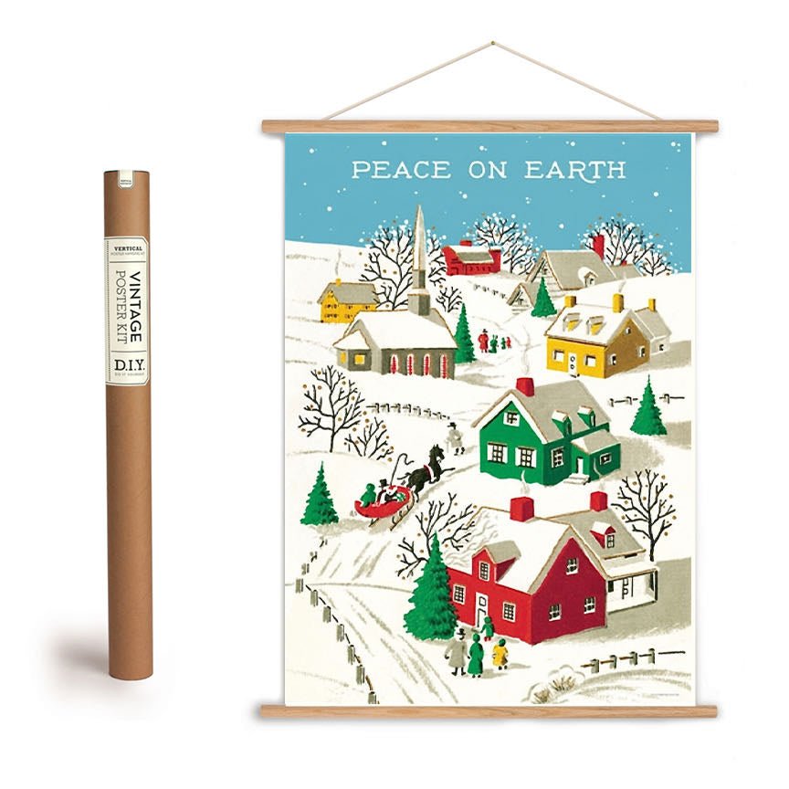 Peace on Earth Christmas or Winter Art Poster + Hanging Kit - Marmalade Mercantile