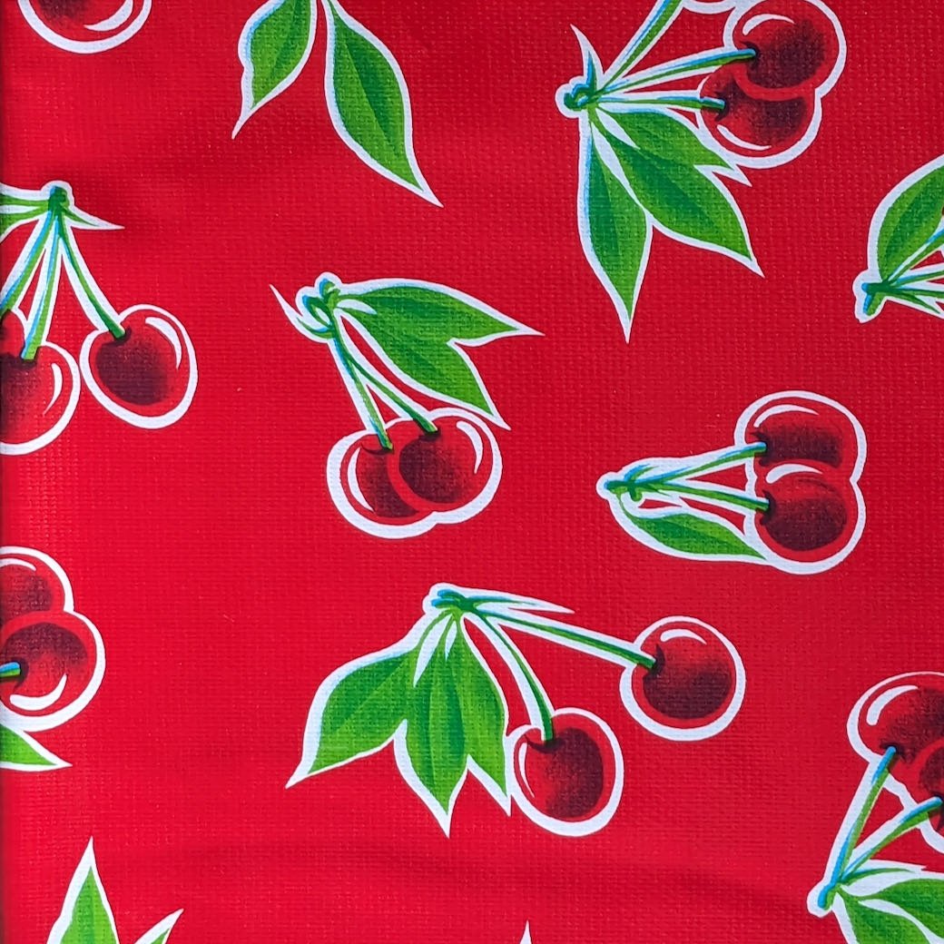 Picnic Table Size Oil Cloth Tablecloth Cherries 84x48" - Marmalade Mercantile