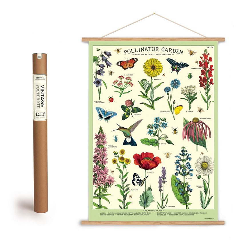 Pollinator Garden Chart Art Poster + Hanging Kit - Marmalade Mercantile
