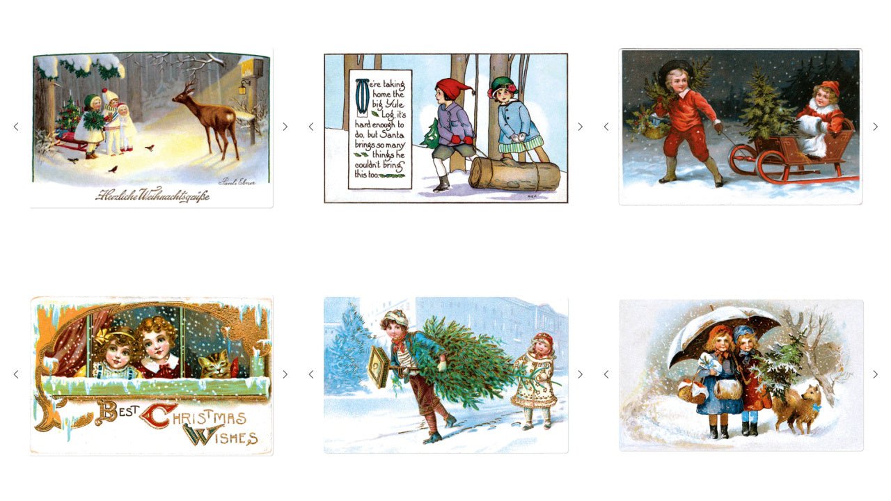 Postcard Book - 30 Oversized Antique Reproduction Christmas Postcards for Children - Marmalade Mercantile