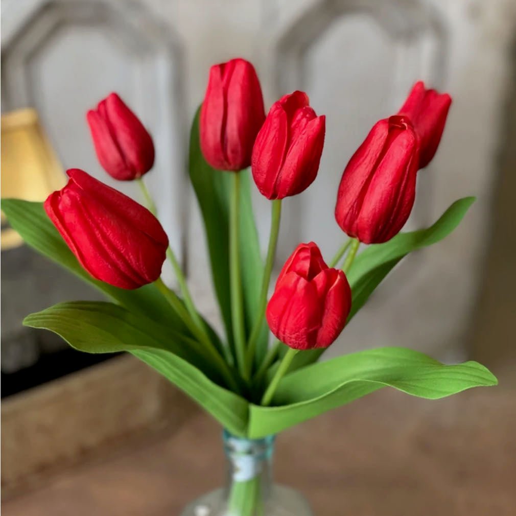 Real Touch Red Tulip Bouquet Seven Stems - Marmalade Mercantile