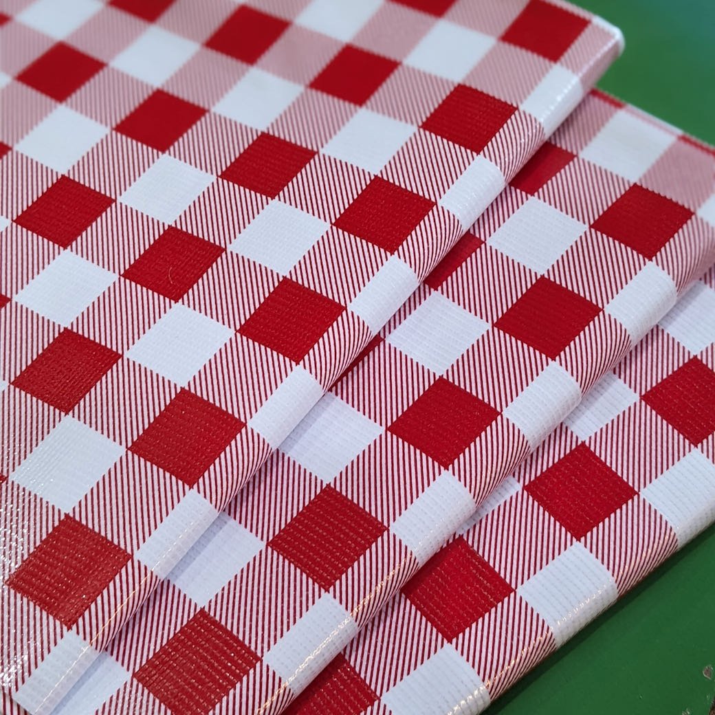 Red Gingham Picnic Check Oilcloth Tablecloth CHOICE of Size - Marmalade Mercantile