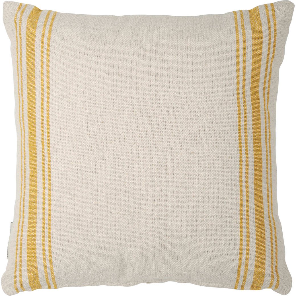 Rustic French Country Rabbit Crest Pillow Woven Mustard Stripes - Marmalade Mercantile