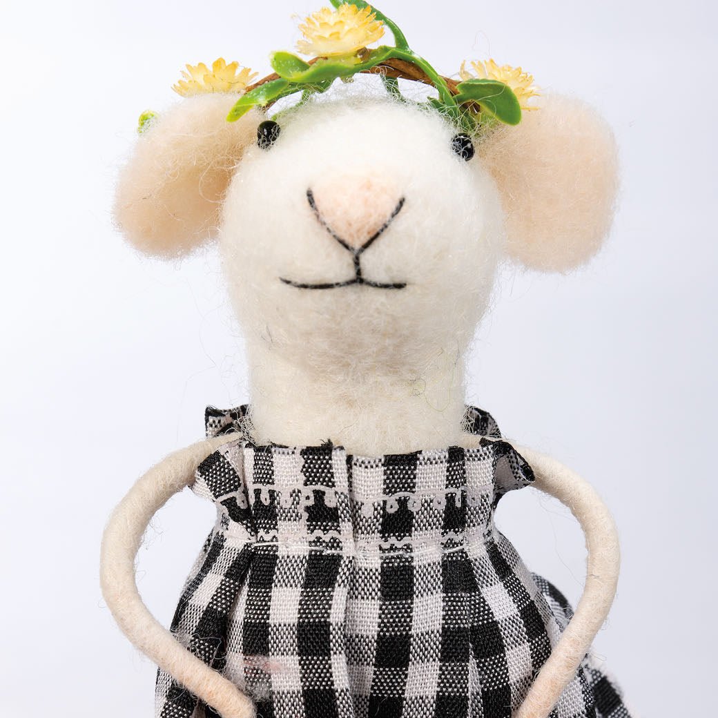 Wool Felt Mouse in St. Lucia Dress by Creative Co-op