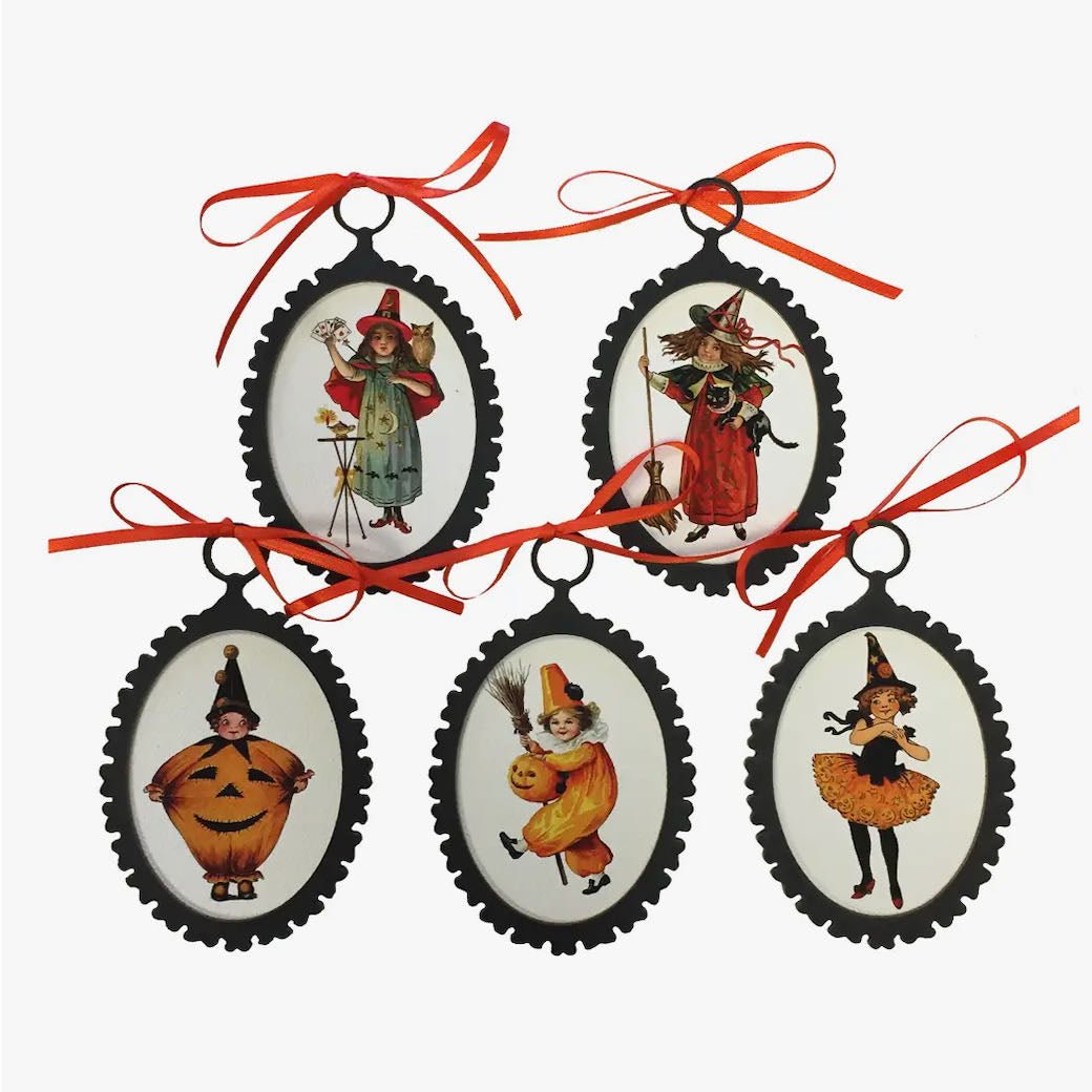 Set of Five Colorful VintageStyle Halloween Ornaments Marmalade Mercantile