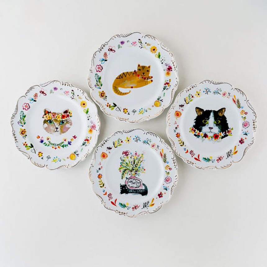 Set of Four Adorable Kitty Plates 9” Diameter - Marmalade Mercantile