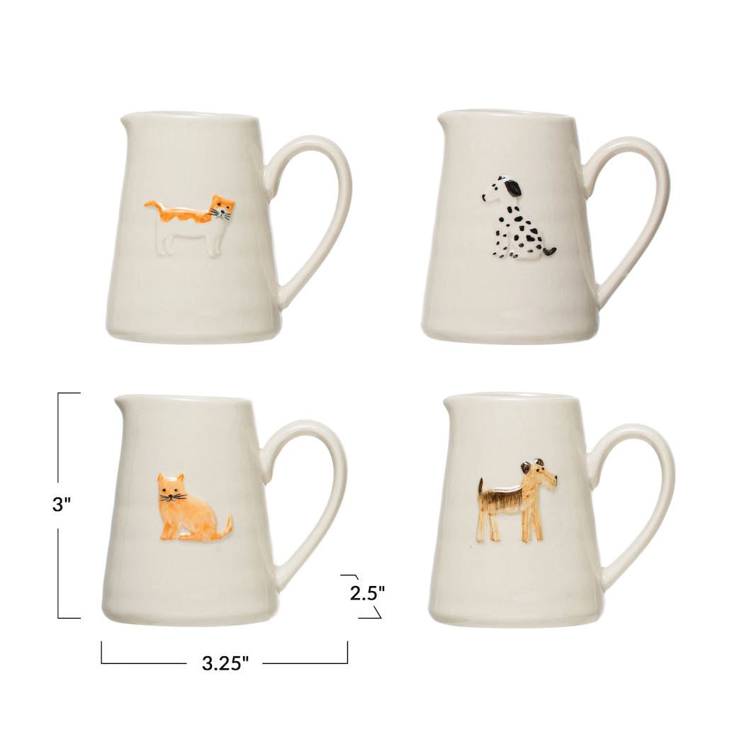 Set of Four Hand-Painted Cat & Dog Creamers - Marmalade Mercantile