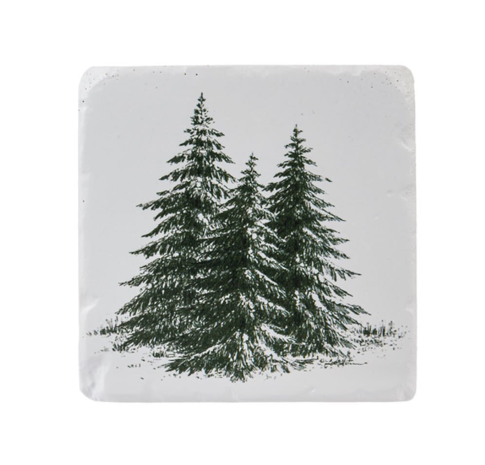 Set of Four Santa & Evergreen Tree Coasters - Marmalade Mercantile