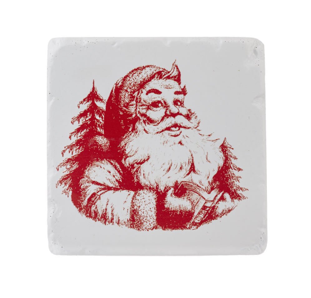 Set of Four Santa & Evergreen Tree Coasters - Marmalade Mercantile