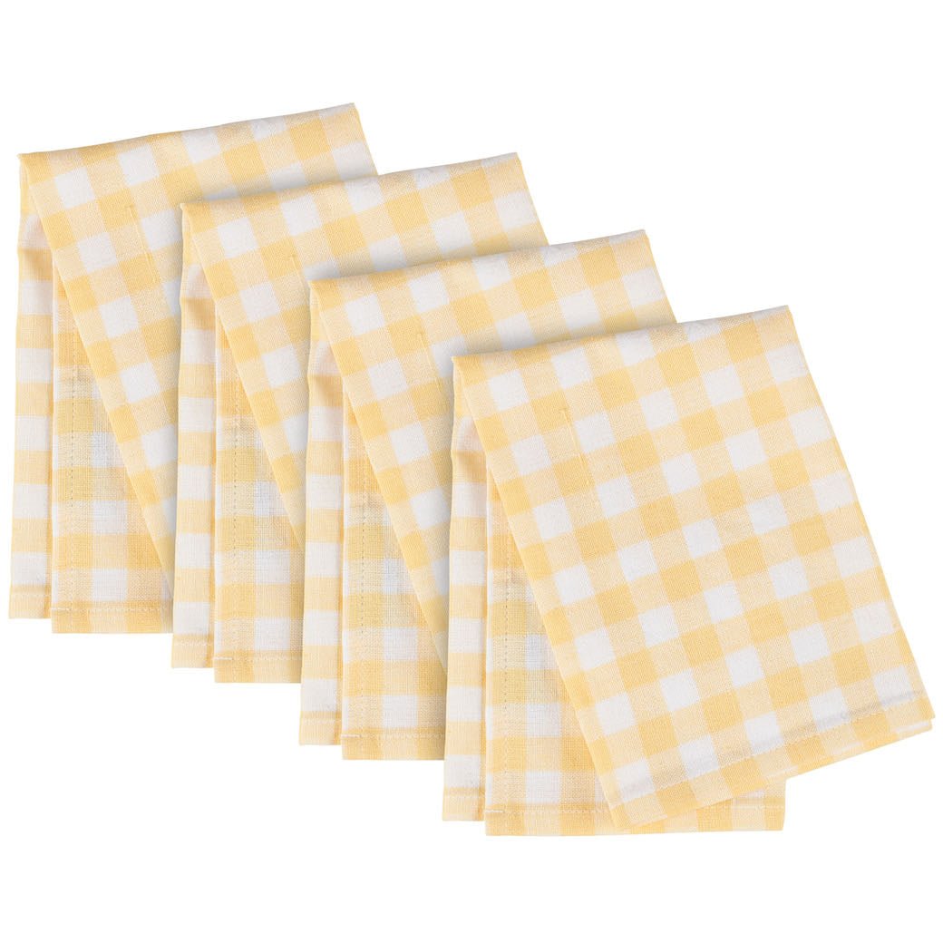 Set of Four Yellow Gingham Cloth Napkins - Marmalade Mercantile