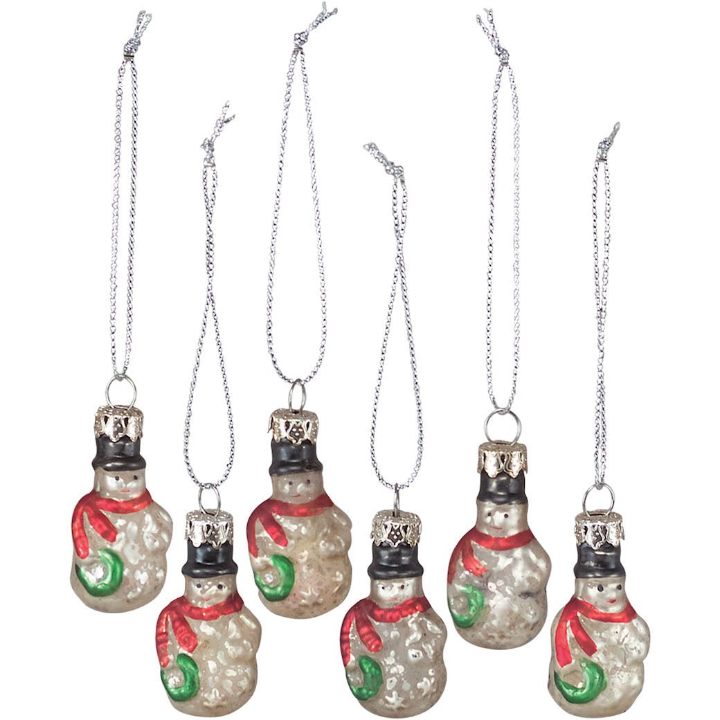 Set of Mini Glass Snowman Ornaments - Marmalade Mercantile