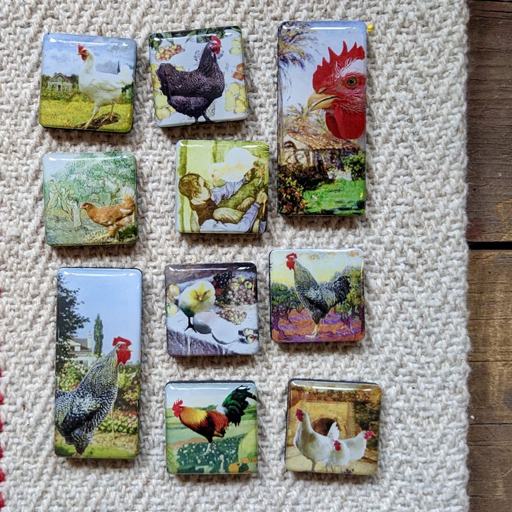 Set of Ten Tiny Mighty Magnets Vintage Chickens - Marmalade Mercantile