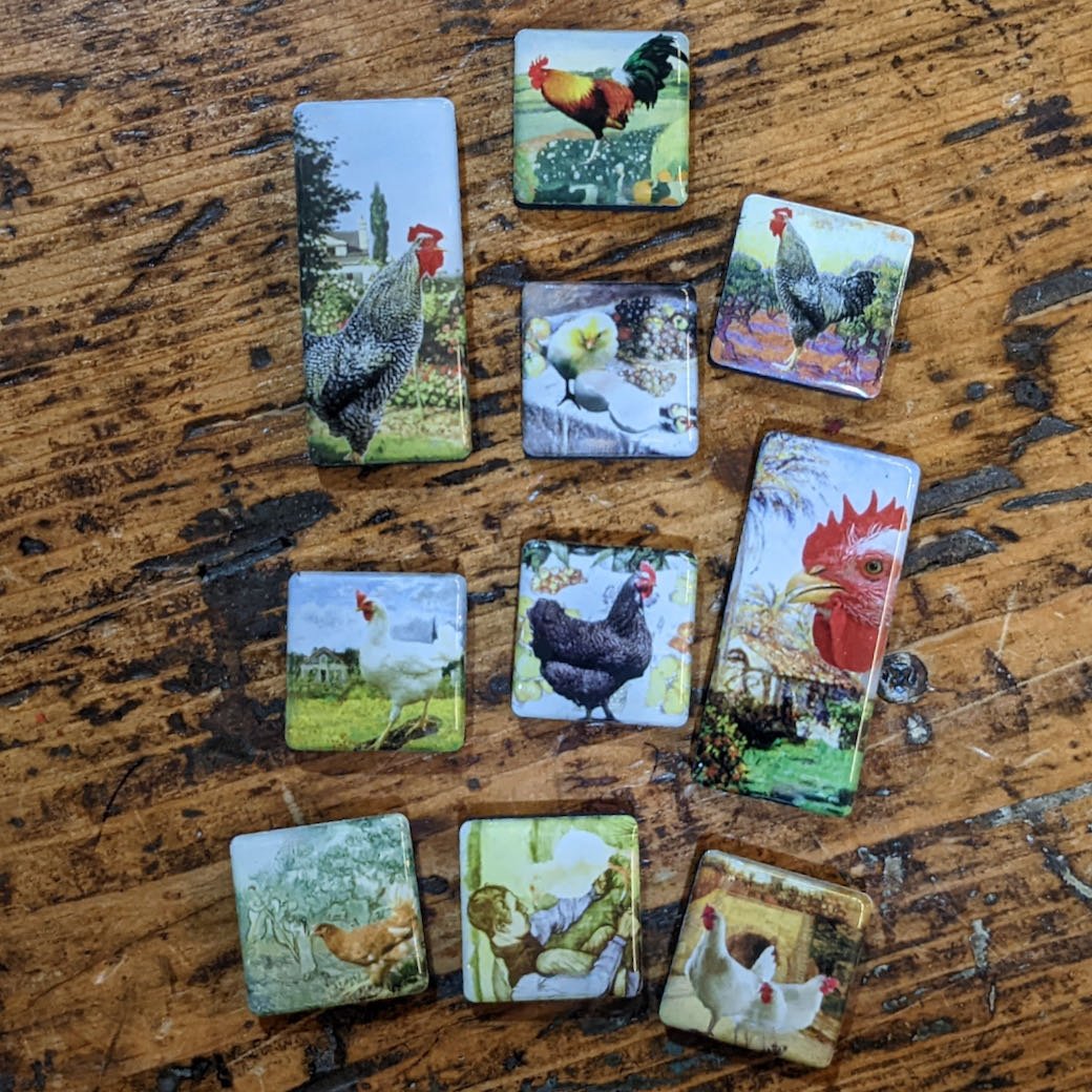 Set of Ten Tiny Mighty Magnets Vintage Chickens - Marmalade Mercantile