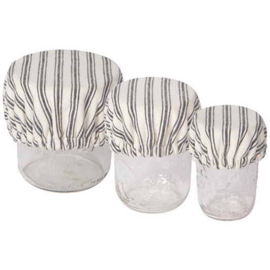 Set of Three Mini Bowl or Jar Covers Ticking Stripe - Marmalade Mercantile