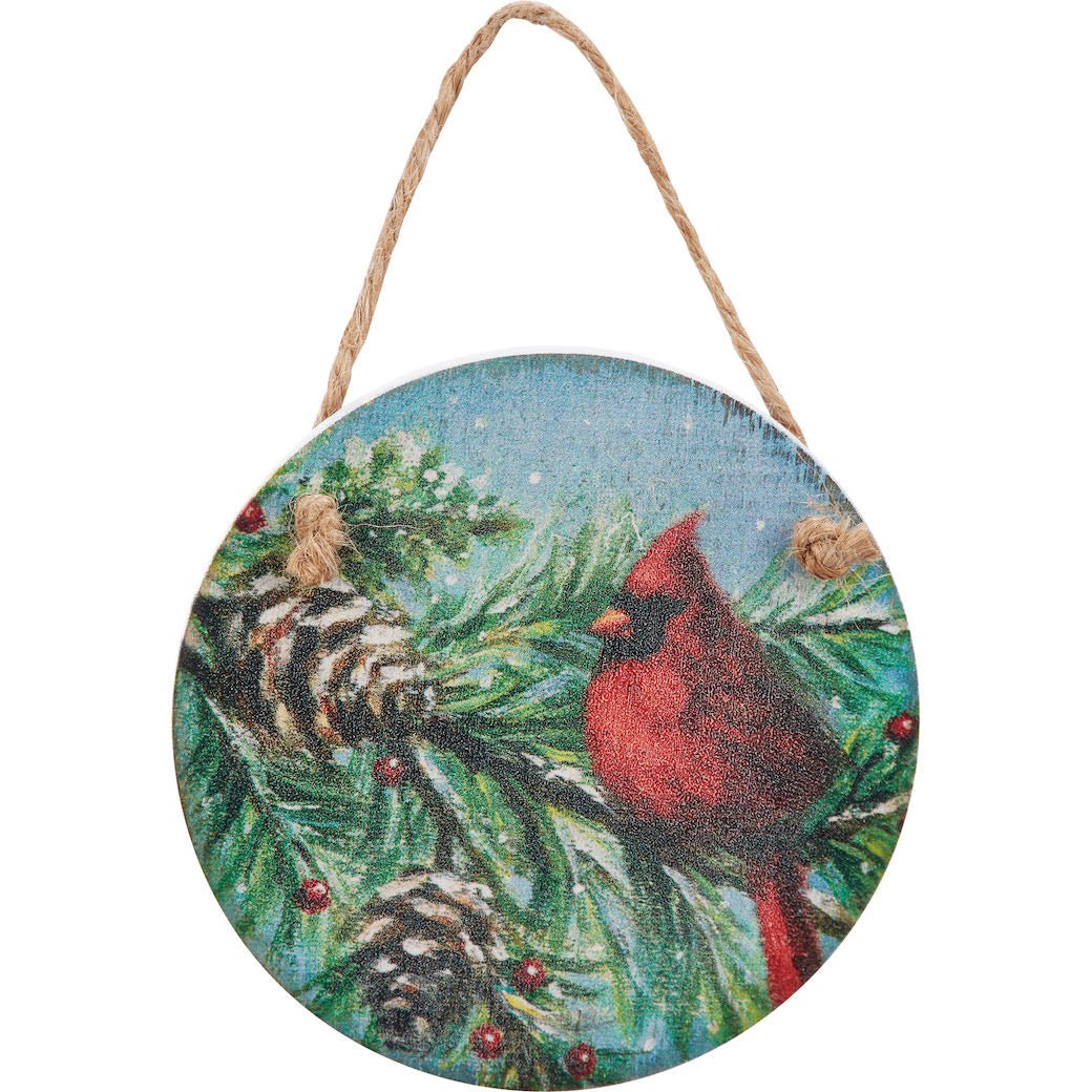 Set of Three Round Woodland Cardinal Christmas Ornaments - Marmalade Mercantile
