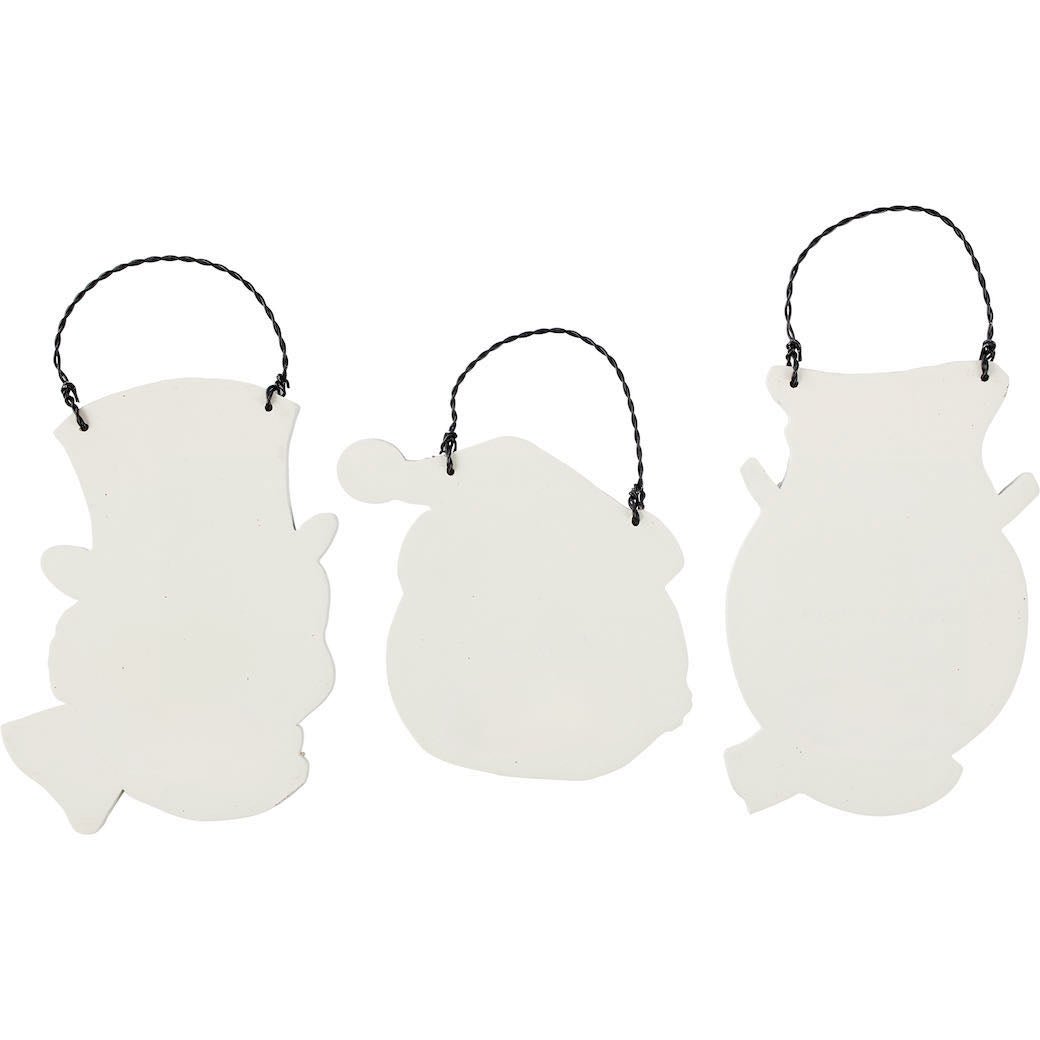 Set of Three Vintage-Style Wooden Snowman Christmas Ornaments - Marmalade Mercantile