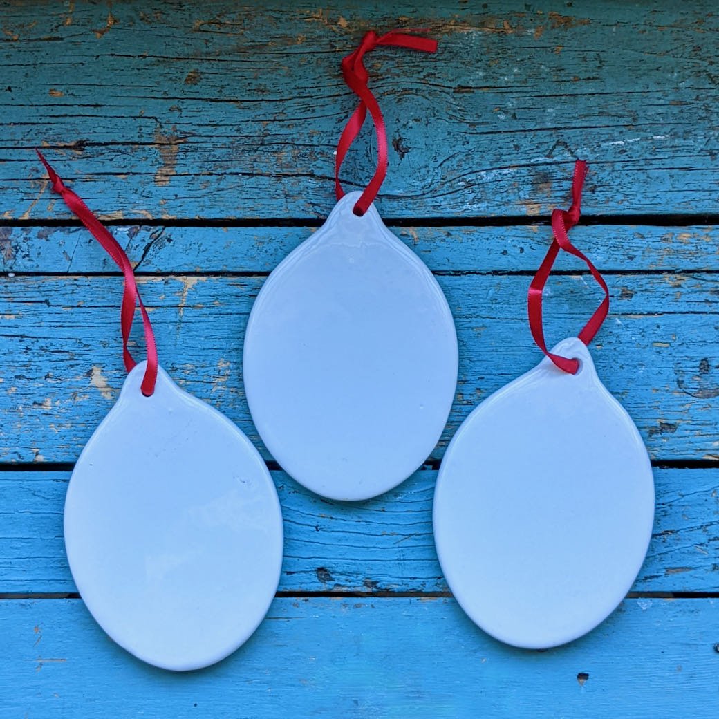 Set of Three White Ceramic Farm Animal Ornaments - Marmalade Mercantile
