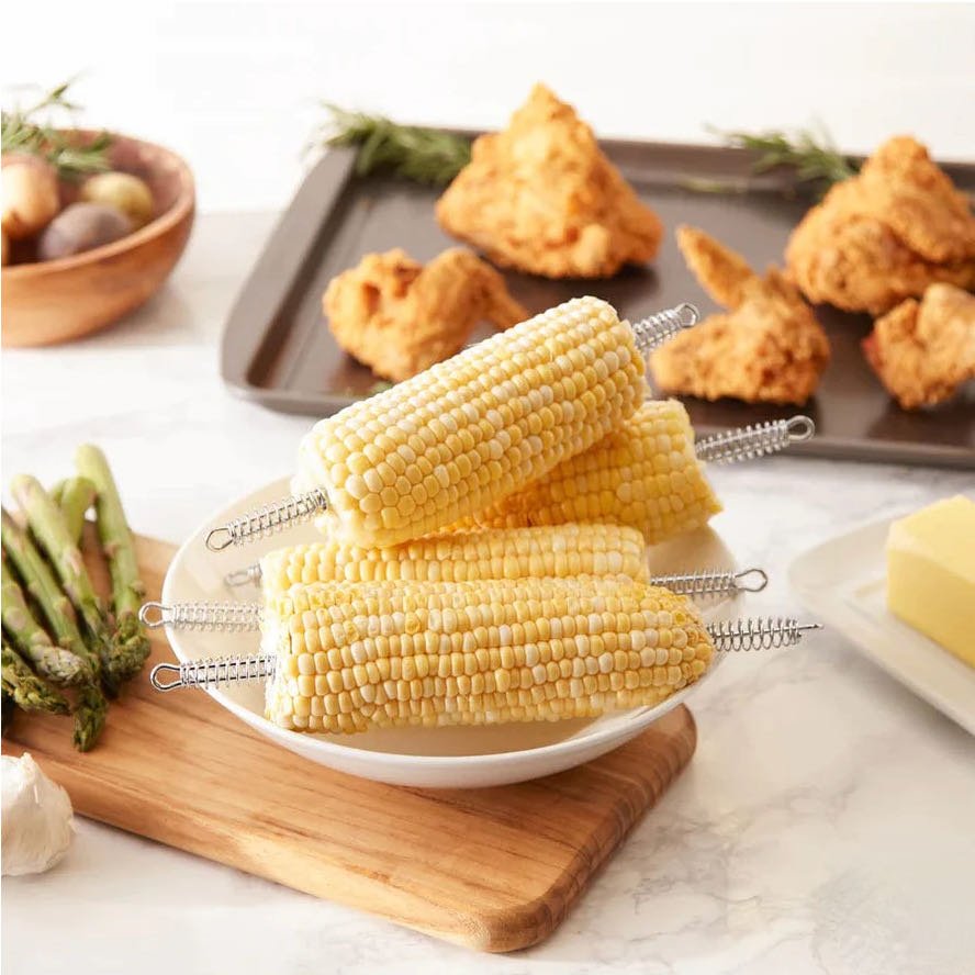 Set of Twelve Little Chrome Steel Corn on the Cob Picks - Marmalade Mercantile