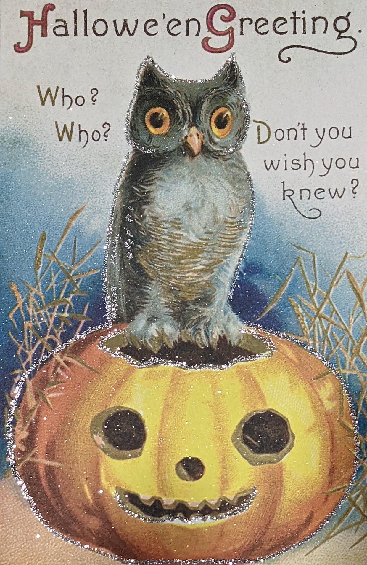 Set of Twelve Vintage-Style Halloween Postcards Glittered - Marmalade Mercantile