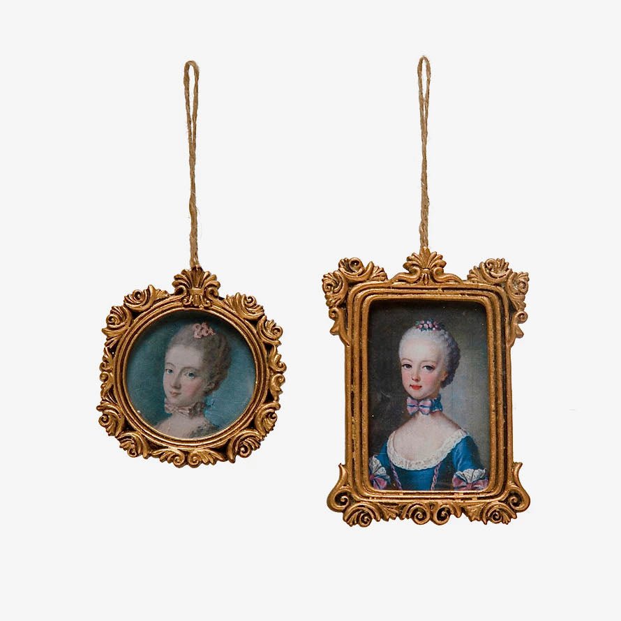 Set of Two Cast Resin Portrait Photo Frame Ornaments - Marmalade Mercantile