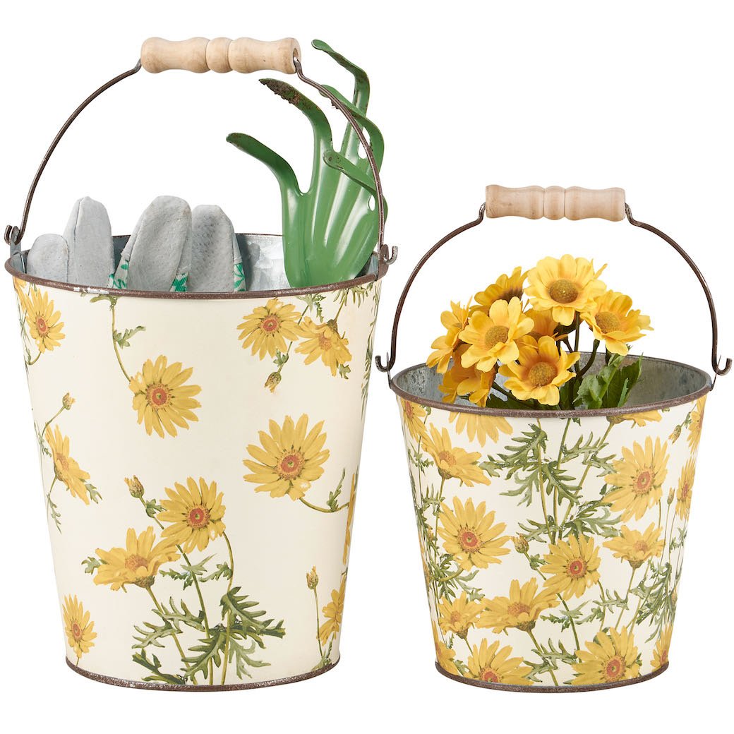 Set of Two Every Daisy Decorative Buckets - Marmalade Mercantile