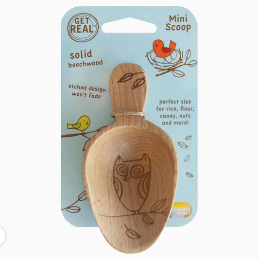 Set of Two Mini Wooden Scoops with Owl Design - Marmalade Mercantile