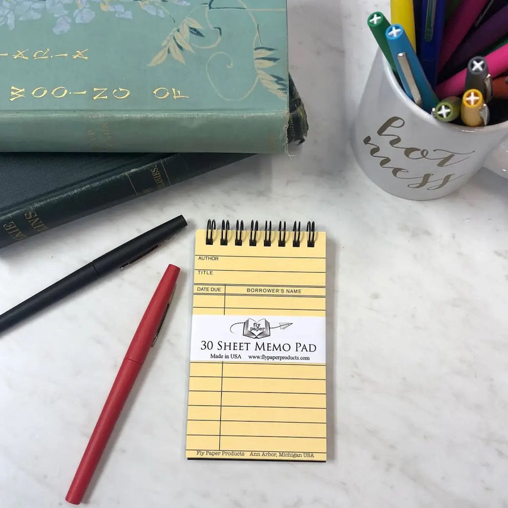 Set of TWO Nostalgic Library Card Due Date Memo Pads - Marmalade Mercantile
