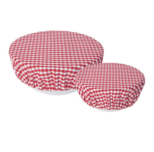 Set of Two Red Gingham Fabric Bowl Covers - Marmalade Mercantile