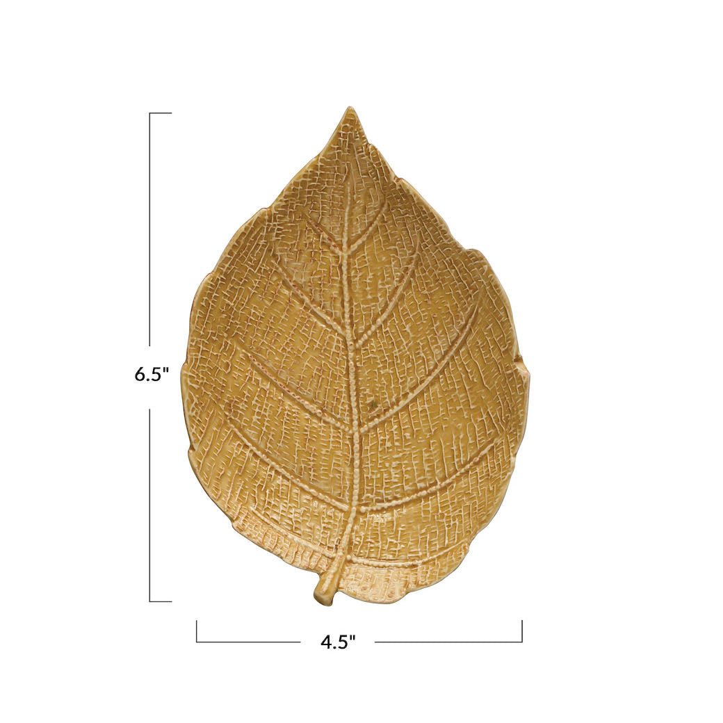 Set of Two Small Ceramic Golden Ceramic Leaf Plates - Marmalade Mercantile