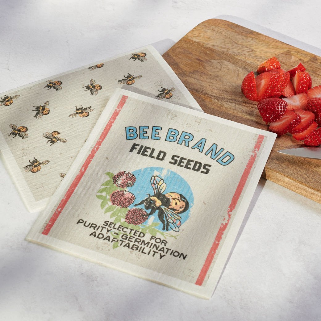 Set of Two Swedish Dishcloths Bee Brand Pattern - Marmalade Mercantile