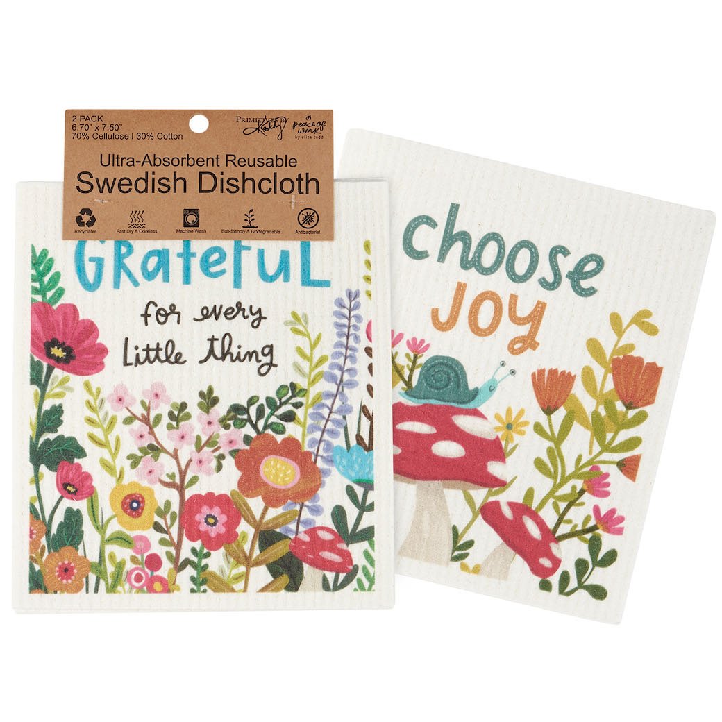 Set of Two Swedish Dishcloths - Choose Joy & Grateful for Every Little Thing - Marmalade Mercantile