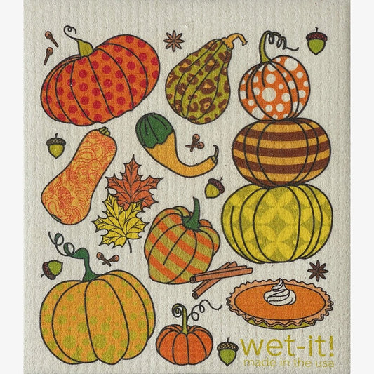 Set of TWO Swedish Dishcloths Fall Harvest Pumpkins & Gourds - Marmalade Mercantile