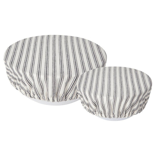 Set of Two Ticking Stripe Sustainable Cloth Bowl Covers - Marmalade Mercantile