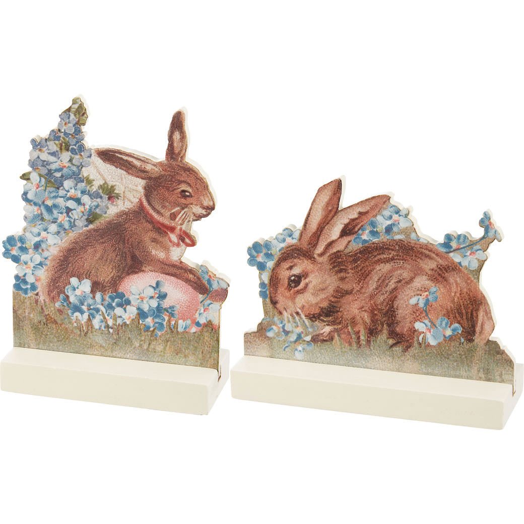 Set of Two Vintage Style Easter Bunny Stand-up Figures - Marmalade Mercantile