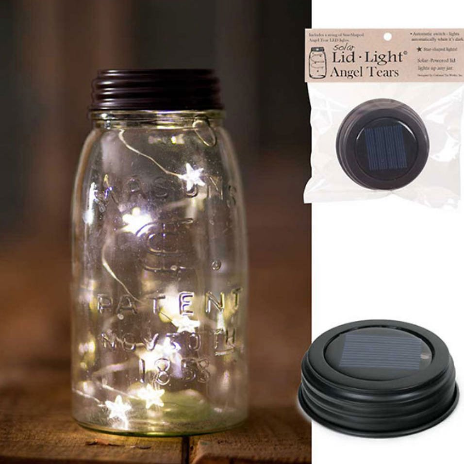 Solar Lid Light Kit w Star-Shaped Angel Tear Fairy Lights - Marmalade Mercantile