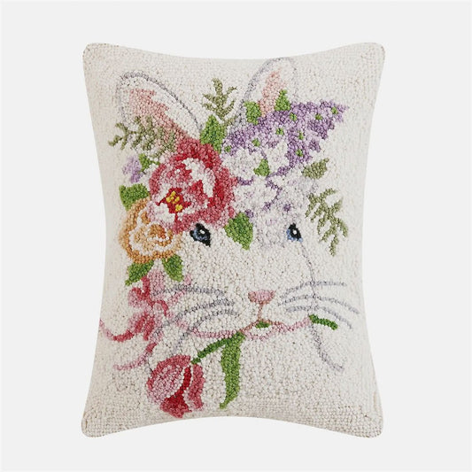 Spring Bunny 100% Wool Hooked Pillow - Marmalade Mercantile