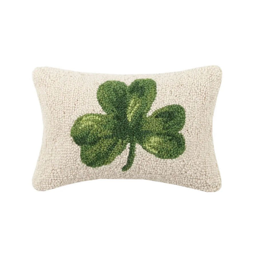 St. Patrick’s Day Shamrock Hooked Rug Pillow - Marmalade Mercantile