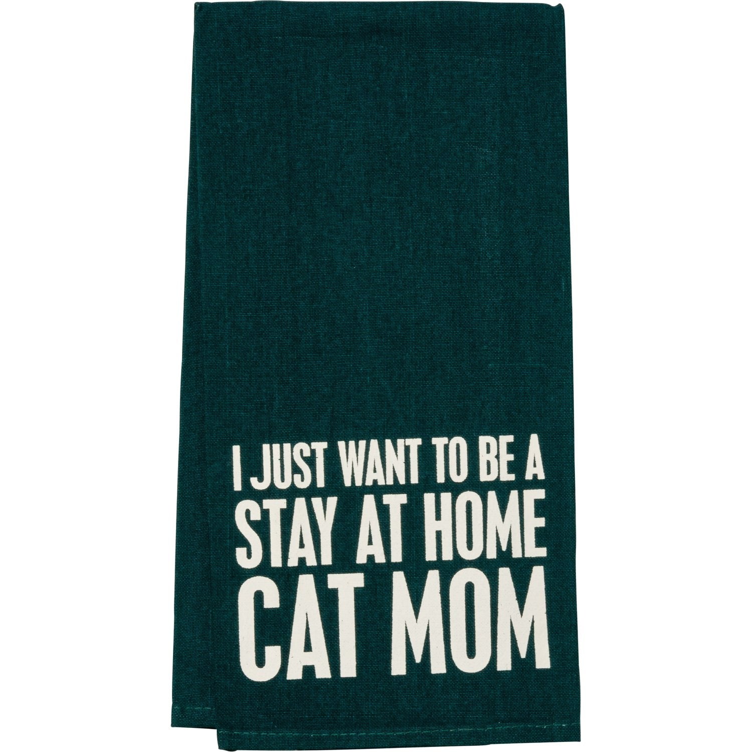 Stay At Home Cat Mom Tea towel w Cat Cookie Cutter - Marmalade Mercantile