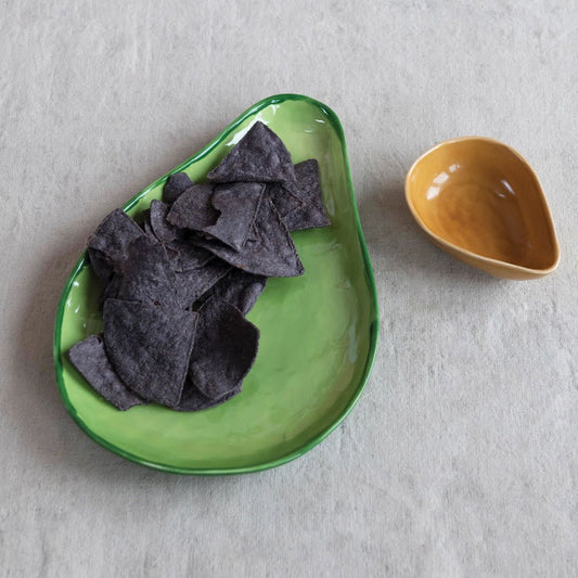 Stoneware Avocado Plate with Pit Bowl - Marmalade Mercantile